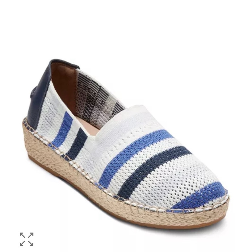Cole Haan White and Blue Knit Espadrille Slip-On